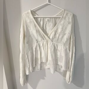 Aritzia White Peplum Blouse